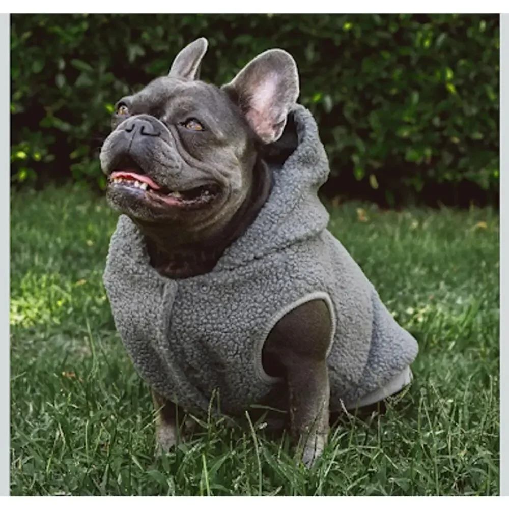 2XL Teddy Fleece Dog Hoodie Gray Warm Winter Pet Coat Jacket XXL New